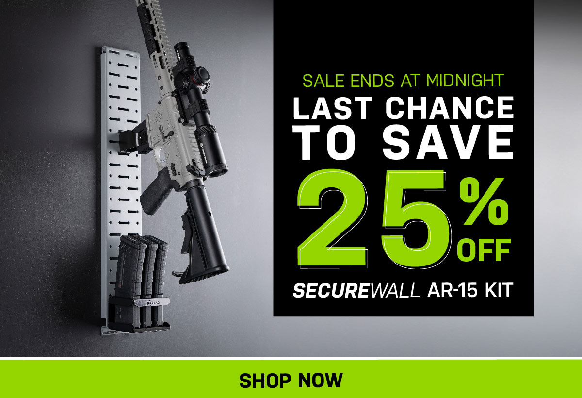 sale ends at midnight, save 25% on securewall ar-15 kit, shop now